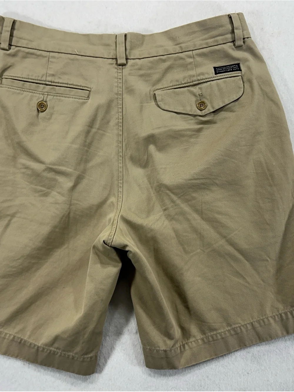 Banana Republic Mens 32 Khaki Chino Shorts Beige Flat Front 9